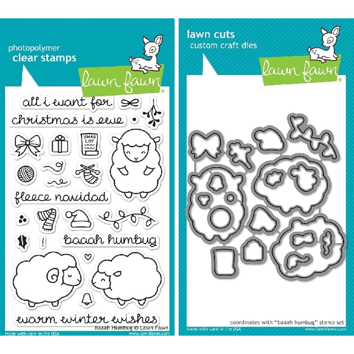 Lawn Fawn Baaah Humbug Clear Stamp and Die Set - LF939 (Stamp) & LF940 (Die) - Set of 2