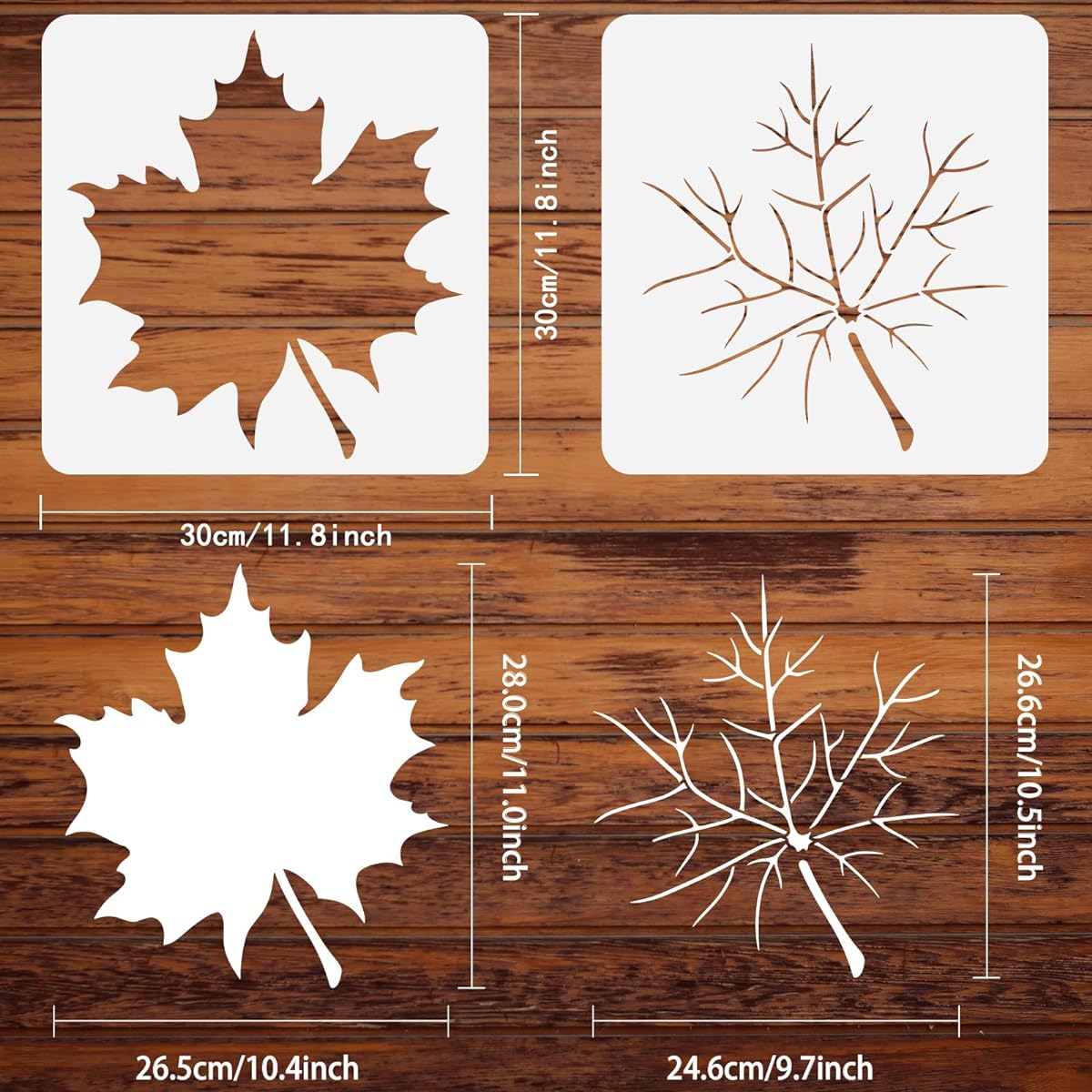 FINGERINSPIRE 2PCS Maple Leaf Stencils 11.8x11.8inch Large Layered Leaf Stencils Fall Botanical Painting Templates Leaf and Leaf Stem Stencils for Home Garden Farm Canvas Fabric Wood Clothes