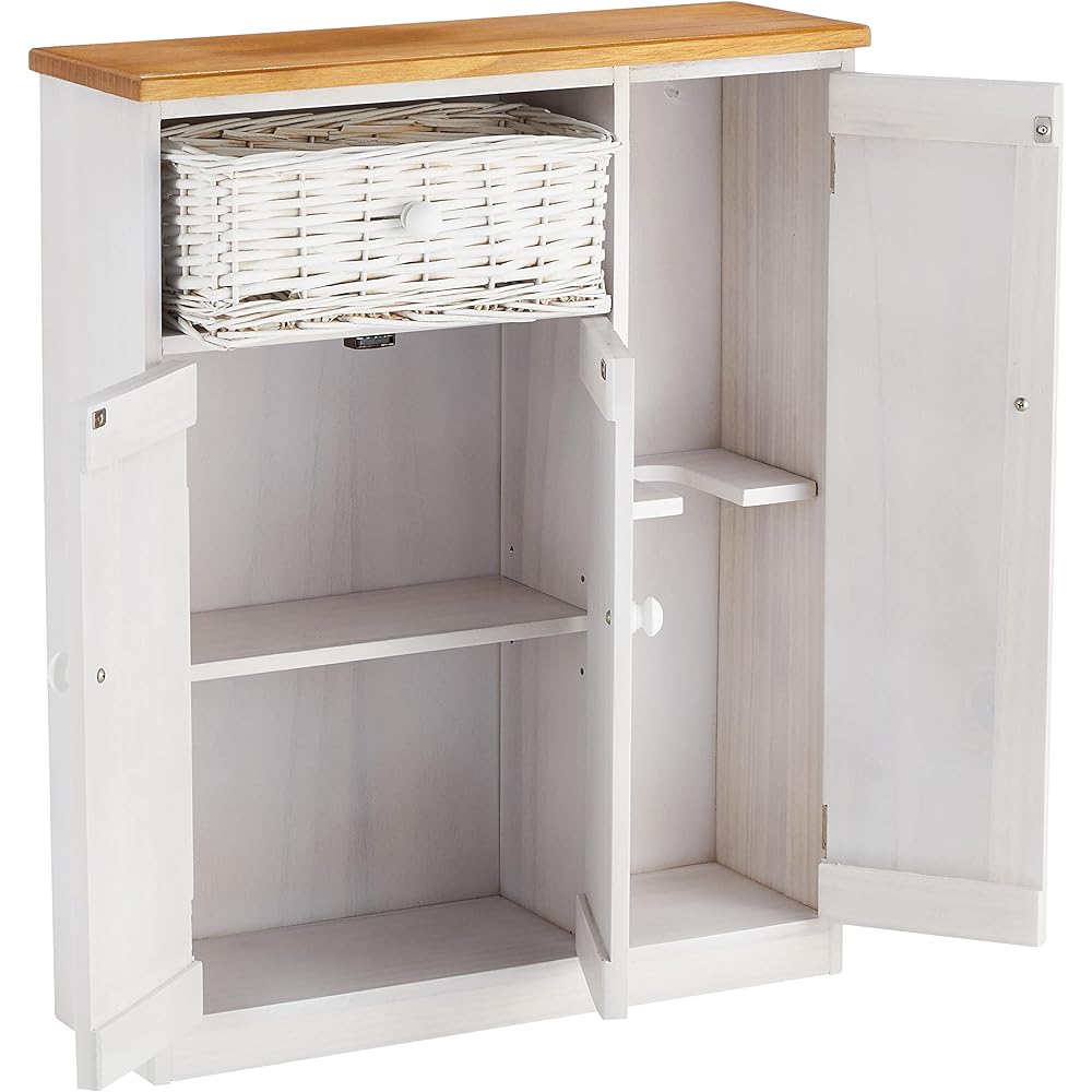 Hagihara Toilet Rack Toilet Storage Shelf [Completed Product] Middle Swinging Door with Basket White MTR-6459 Wide