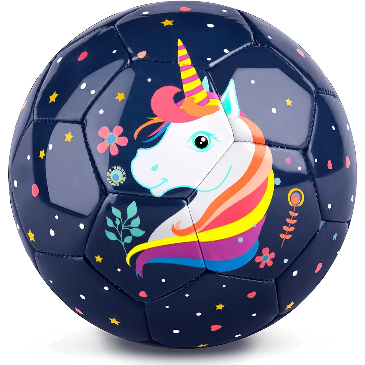 PP PICADOR Soccer Ball Size 3, Kids Cute Animal Soccer Ball with Pump for Girls and Boys (Navy Blue Unicorn)
