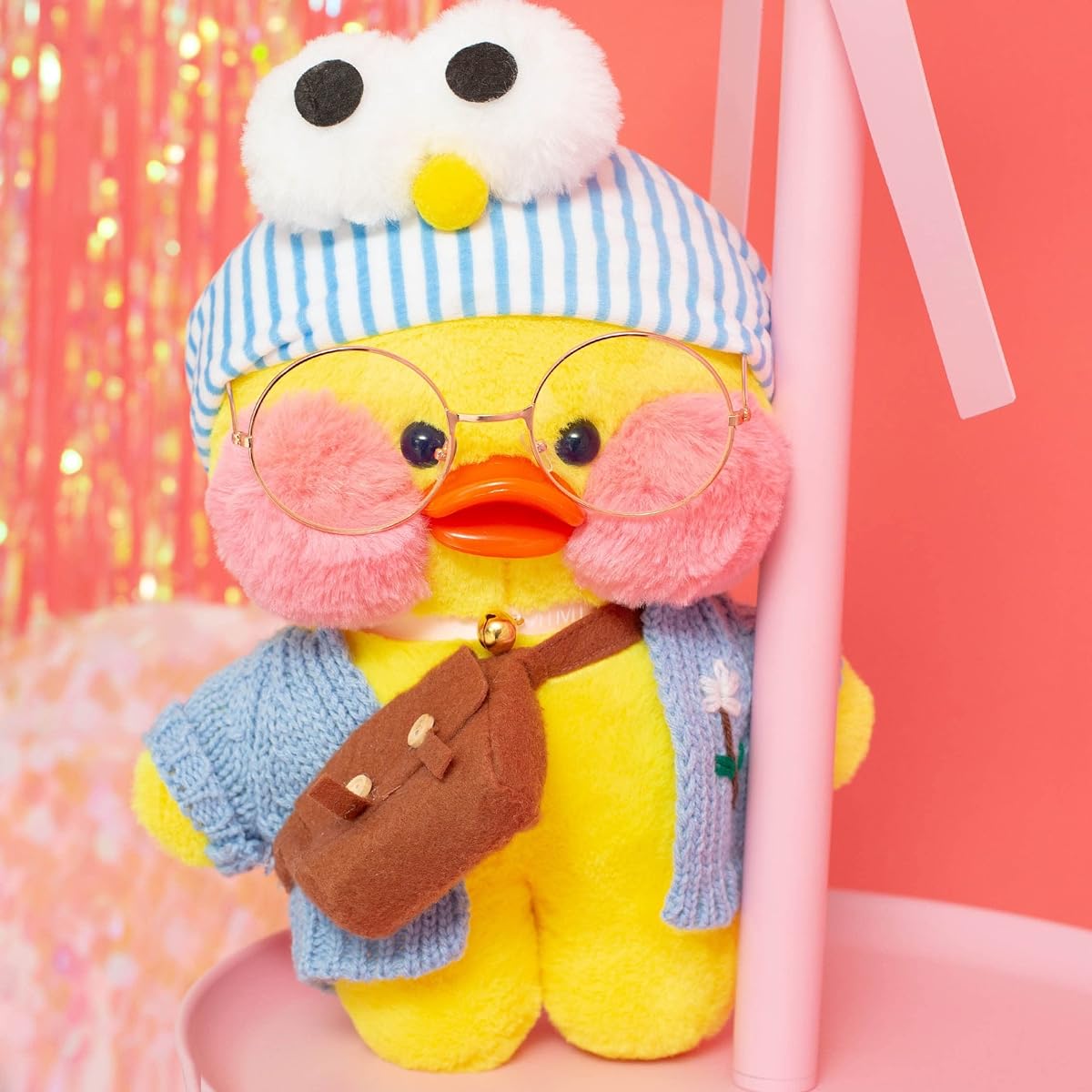 AKMRWJWC Yellow Duck Stuffed Animal, Soft Plush Toy for Kids Girls DIY Cuddly Plush with Cute Headband and Costume, Great Gift for Christmas(12inch/30cm)