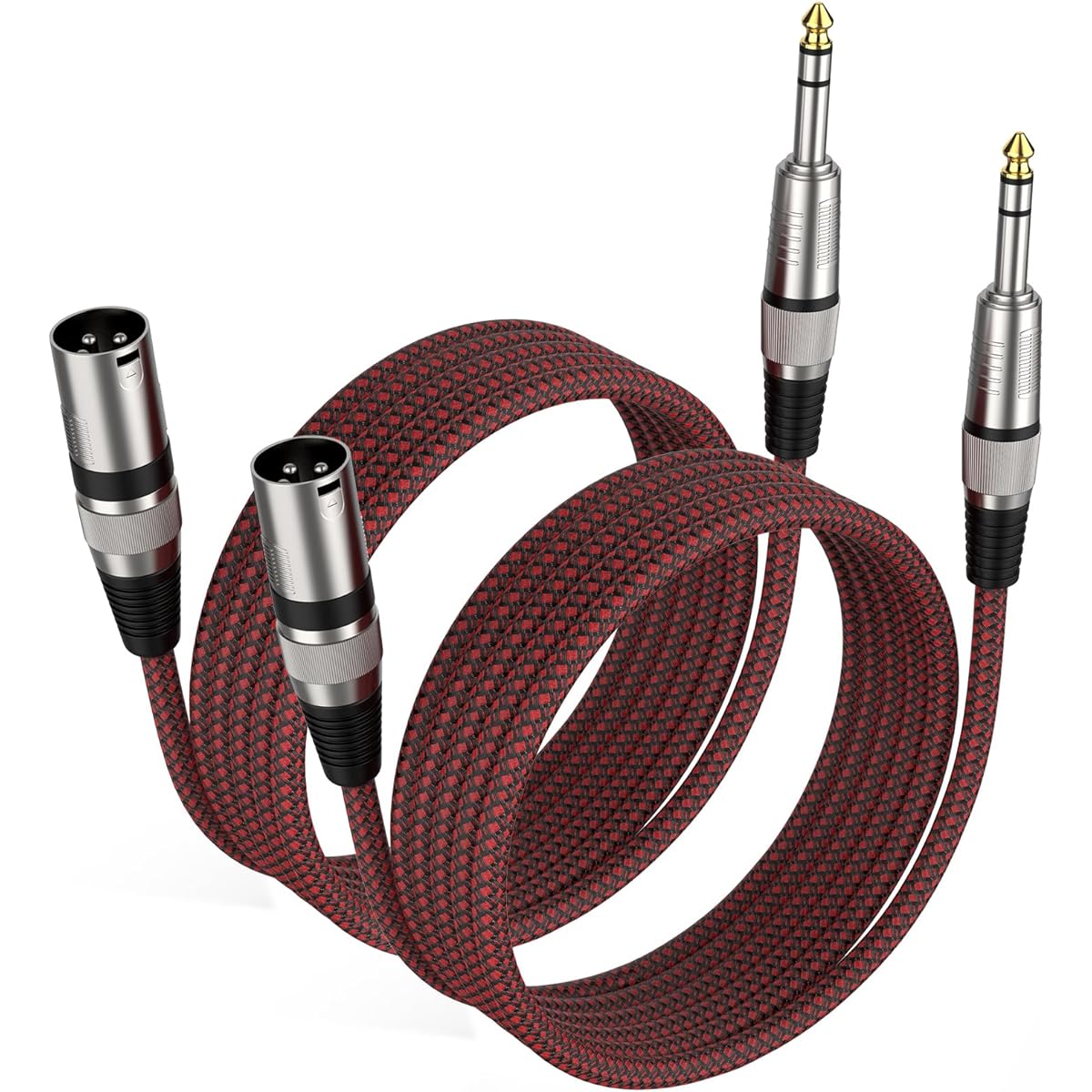 BIFALE 1/4" TRS to XLR Male Cable 15 Feet 2 Pack Balanced Microphone Cable Microphone Cable XLR to 1/4 Cable for Power Speakers/Mixers/Amplifiers etc.