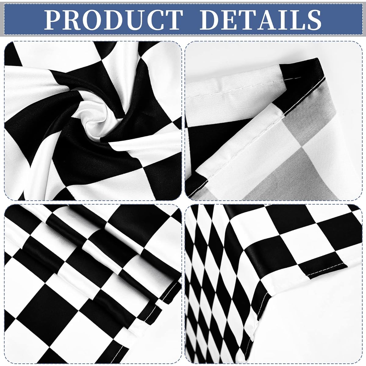 Checkered Table Runner Black and White Checkerboard Racing Flag Road Theme Polyester Table Runners for 2 Early Birthday Wedding Party Decorations Table Decorations 12x72 Inch 12 Pack
