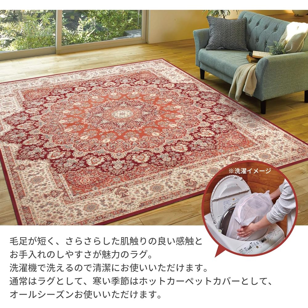 Hagiwara Rug Printed Rug "Pricia" Approx. 200X200 Machine Washable Elegant Beautiful Pattern 240598900