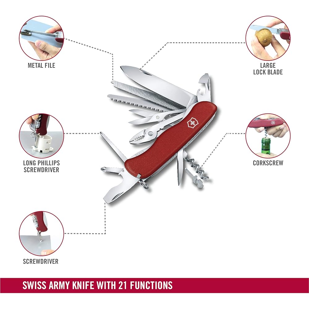 VICTORINOX Work Champ All 2 Types Swiss Army Knife Multifunctional Knife Outdoor Camping Pliers Equipped with Metal Saw with Metal File Swiss Made Multi Tool [Domestic Genuine Product]