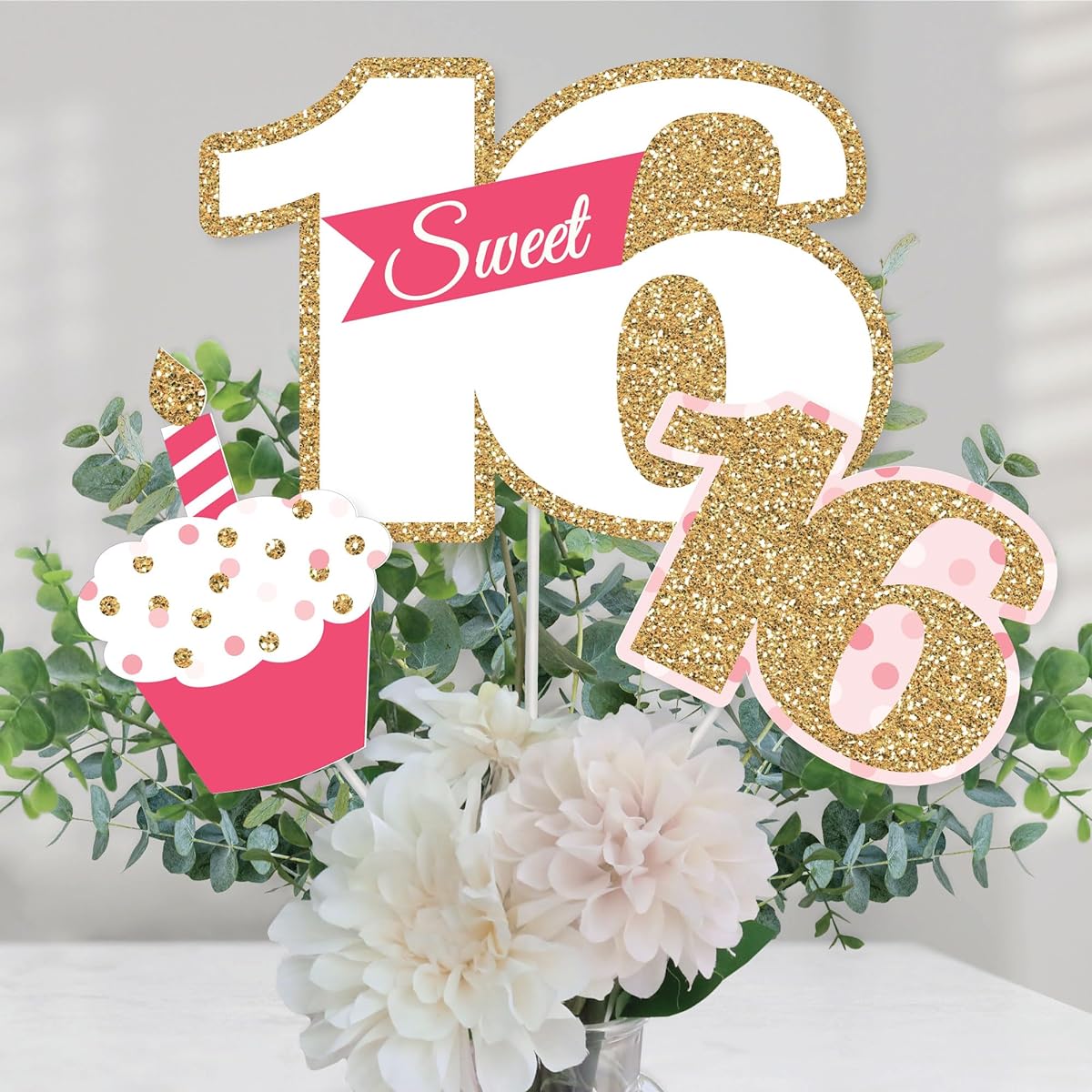 Sweet 16 - 16th Birthday - 16th Birthday Party Centerpiece Sticks - Table Toppers Set - 15