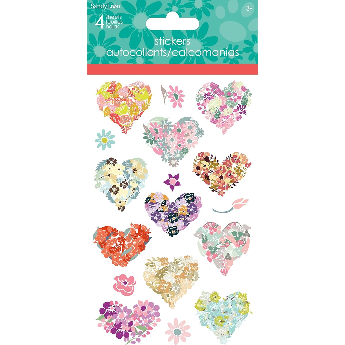 Trends International Flower Heart - Standard Stickers - 4 Sheets