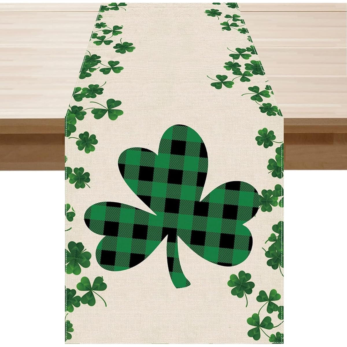Ciwolce Green White Shamrock St. Patrick's Day Table Runner 36" Long St. Patty's Day Kitchen Dining Table Runner Home Indoor Decor