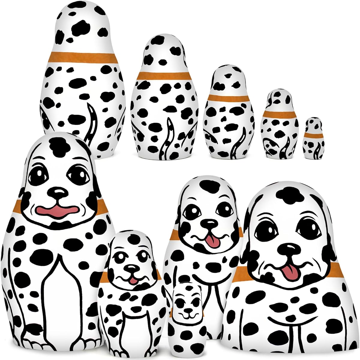 AEVVV Dog Nesting Dolls Set 5 Pieces - Matryoshka Dolls Dalmatian Dog Figurines - Dalmatian Gifts for Dog Lovers - Russian Nesting Dolls Dog Decor Decoration