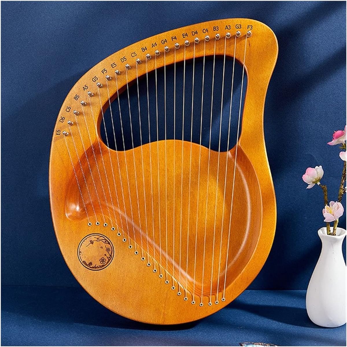 WowZza Lyra Harp Classical Instrument Thumb Piano with Tuning Wrench Lyra Harp/21 Strings Wood Color