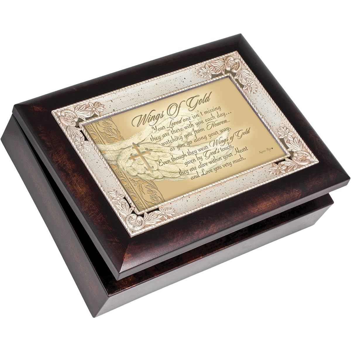 Cottage Garden Italian Inspired Inspirational Music Box - Wings Of Gold Plays Amazing Grace