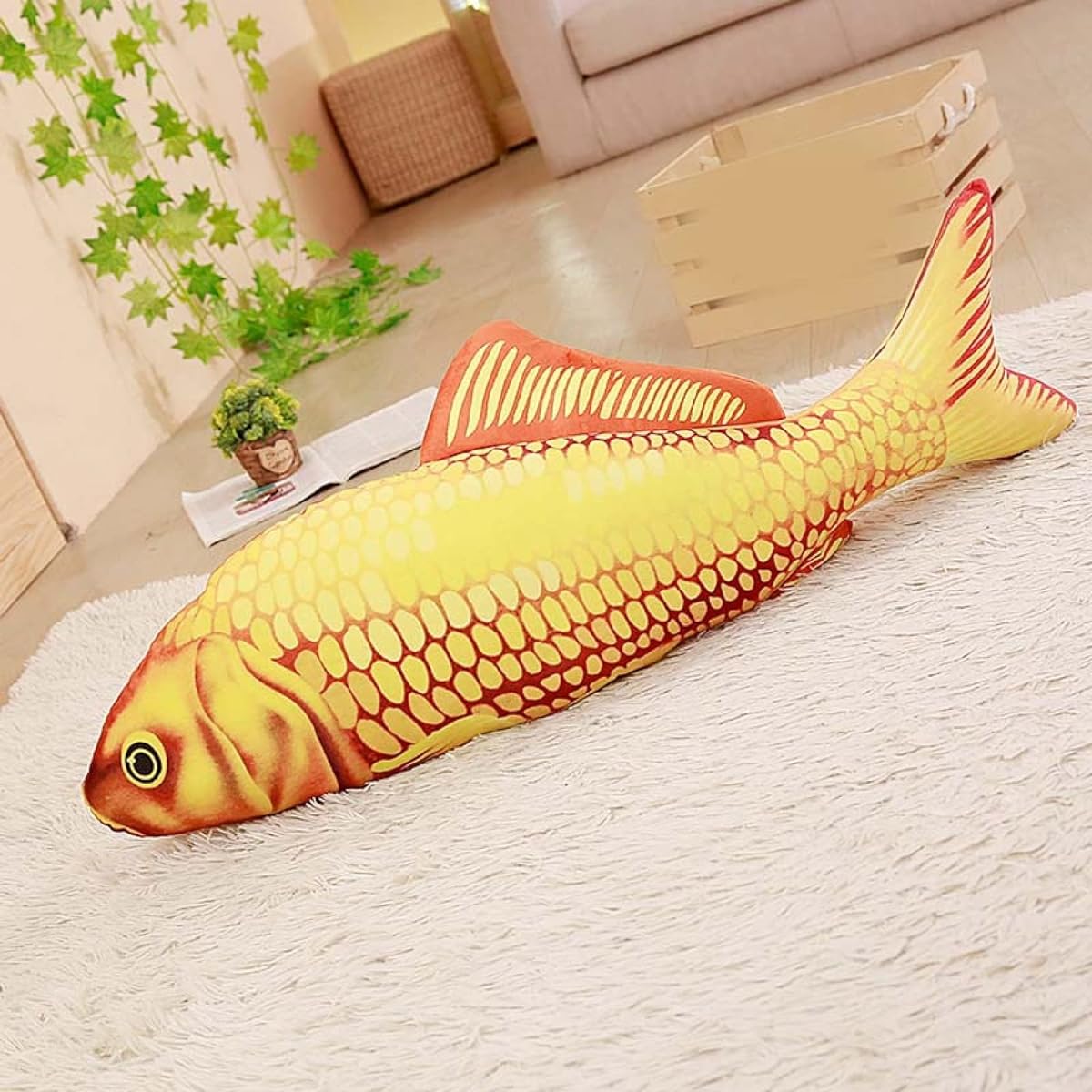 xtra large body pillow, 140cm, Sanma, soft body pillow, fish, animal, color, large, fish plush toy, crucian carp nap pillow, cushion, fish body pillow, long body pillow, cute, gift, room decoration, soothing, birthday, huge, living alone, graduation gift
