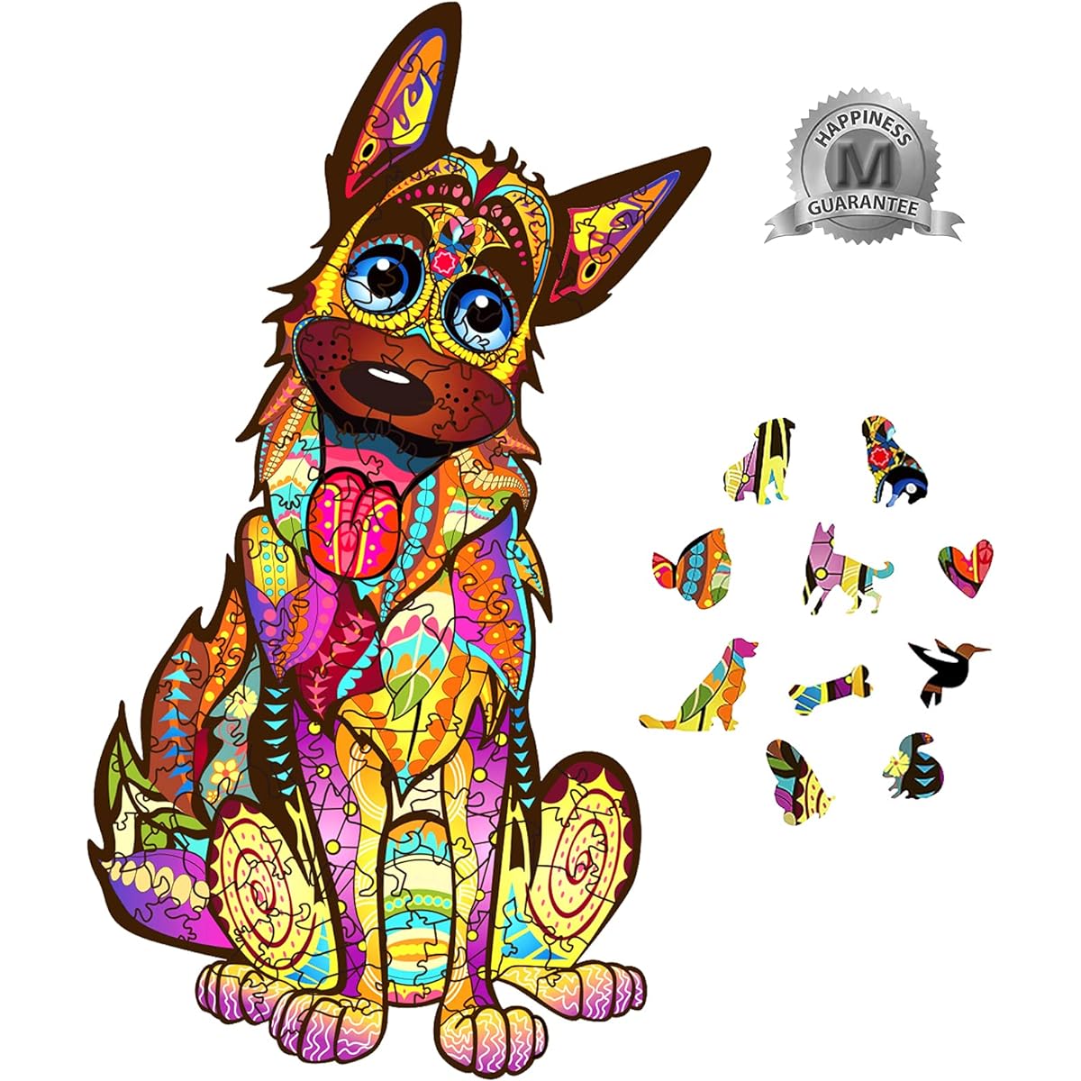 Wooden Puzzle Jigsaw Puzzle Unique Exquisite Dog Puzzle Animal Shape Puzzle Unique Irregular Shape Jigsaw Puzzle Best Gift for Adults and Kids 14 x 8 Inch Medium Size