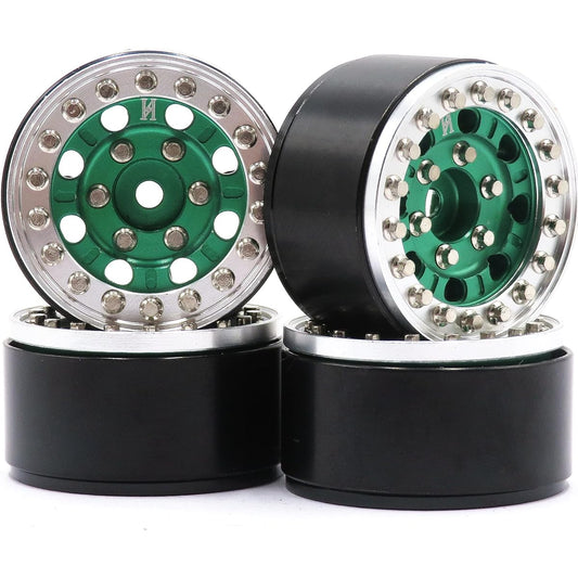 4 Pieces RC SCX24 Wheel 1.0 Beadlock Wheel Rim Weight 22g/Wheel Silver Color for RC SCX24 1/24 Crawler