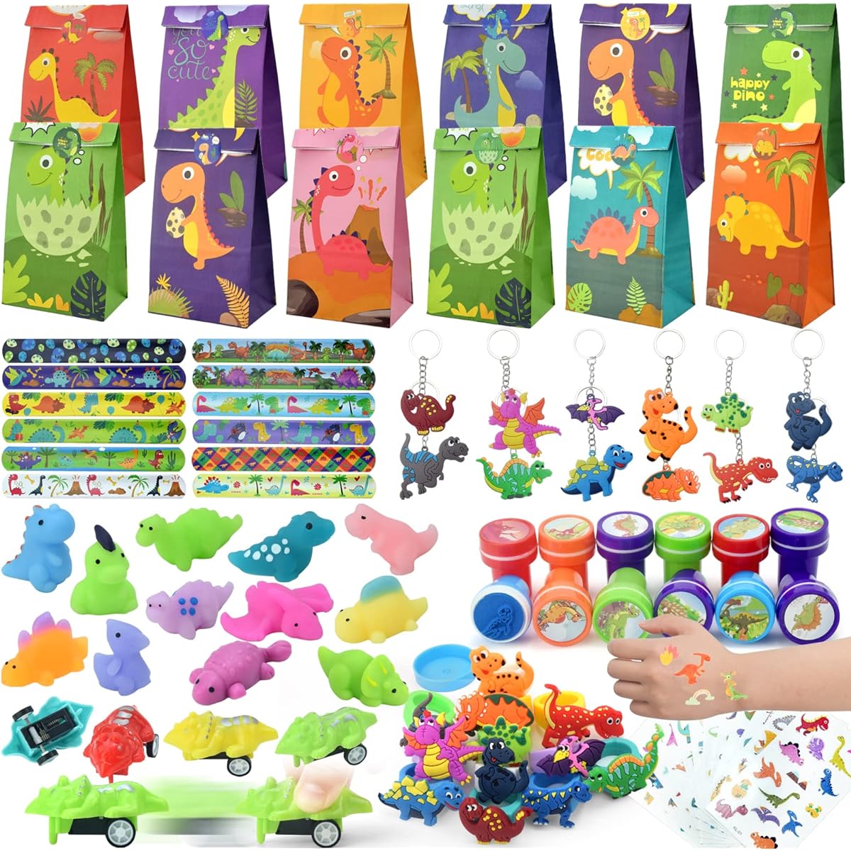 Moltby Dinosaur Birthday Gadgets for Children - 96Pcs Dinosaur Party Kit Birthday Party Gift Bags Dinosaur Birthday Party Gifts Dinosaur Birthday Party Gifts