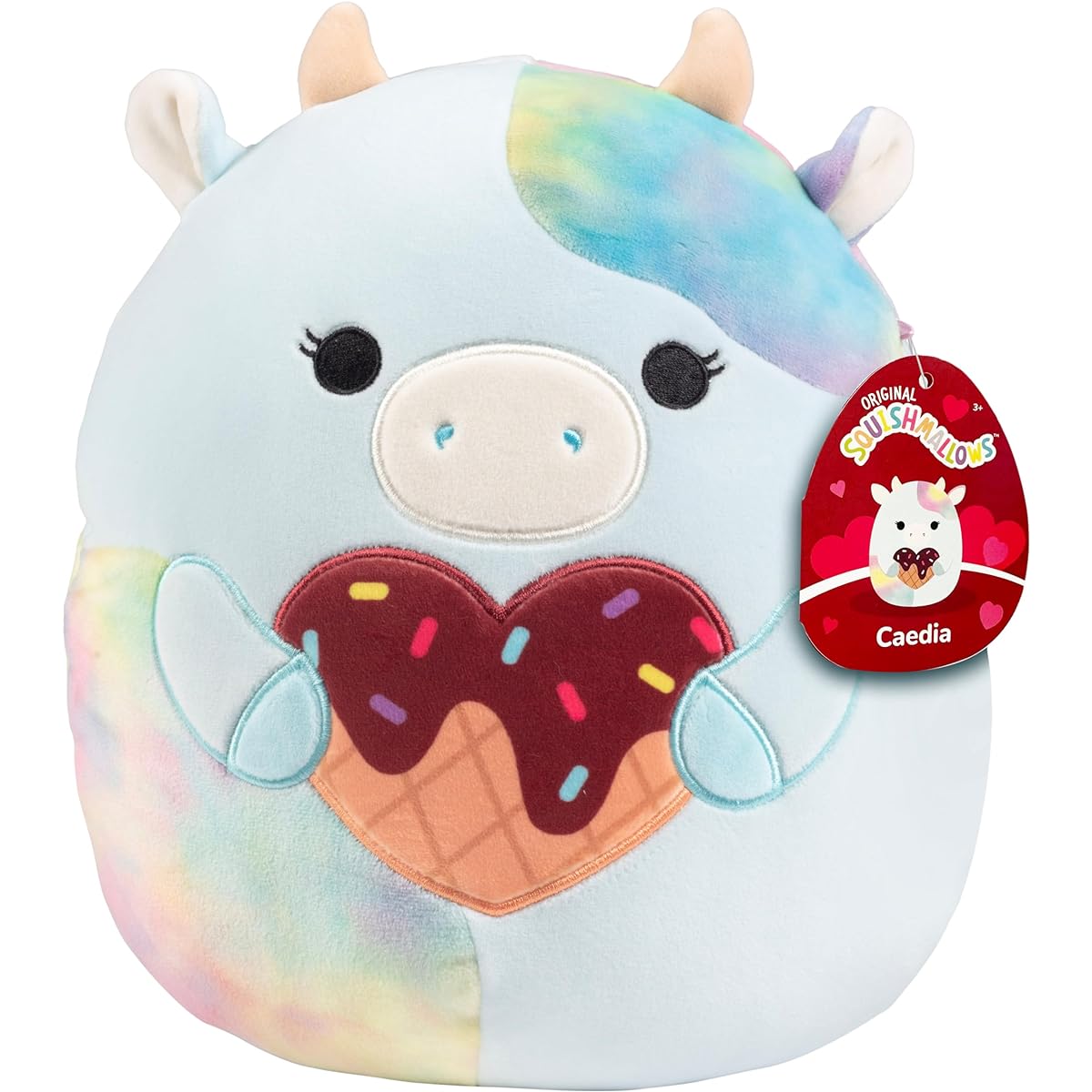 Squishmallows 10" Caedia The Blue Cow Valentine's Day Plush - Officially Licensed Kelly Toy - Collectible Soft & Squishy Stuffed Cow - Add to Your Team - Great Gift for Kids, Girls, Boys - 10"