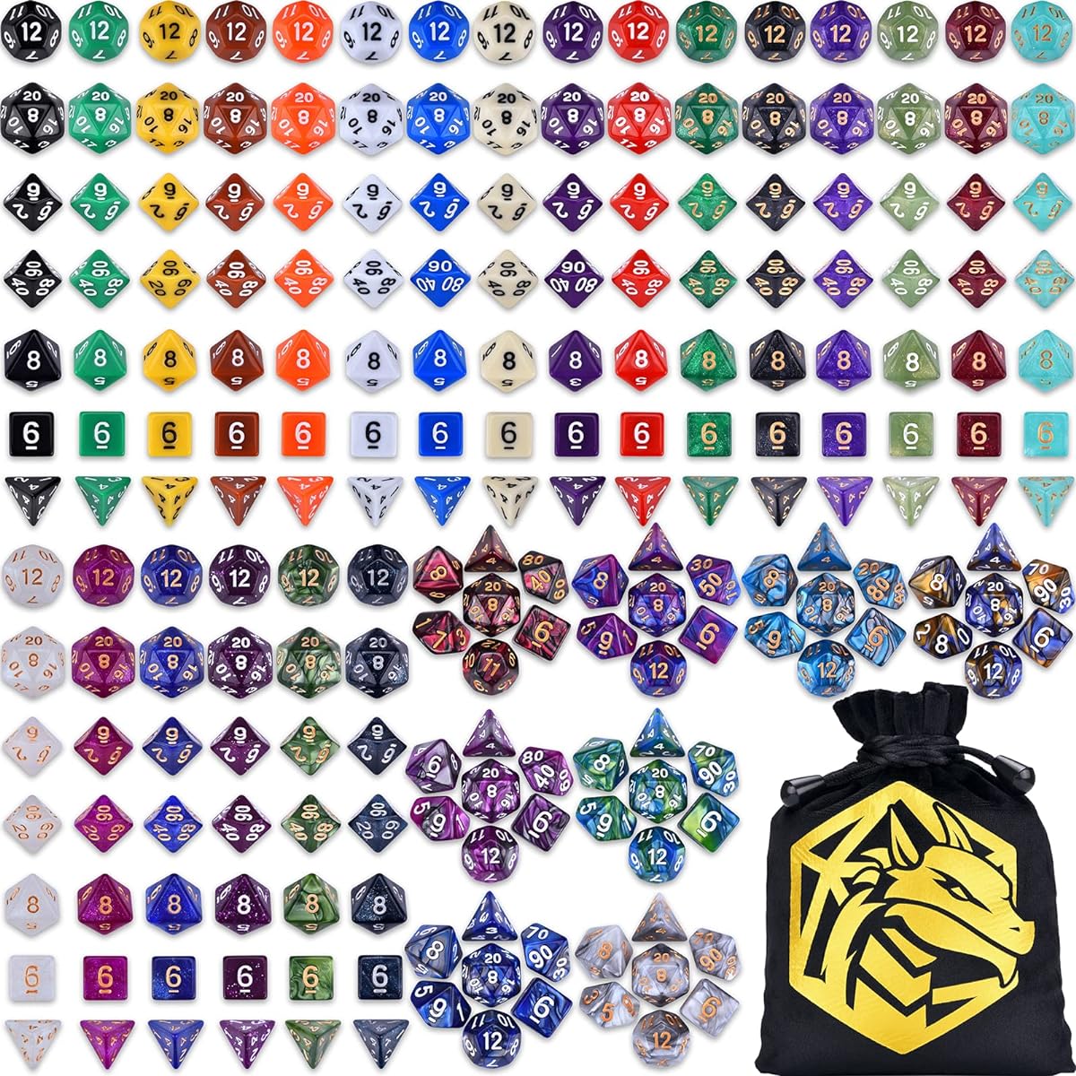 DND Dice Set 30 x 7 (210 Pieces) Polyhedral RPG Dice for Dungeons & Dragons MTG Tabletop Role Playing Adventure Game with Large Drawstring Bag