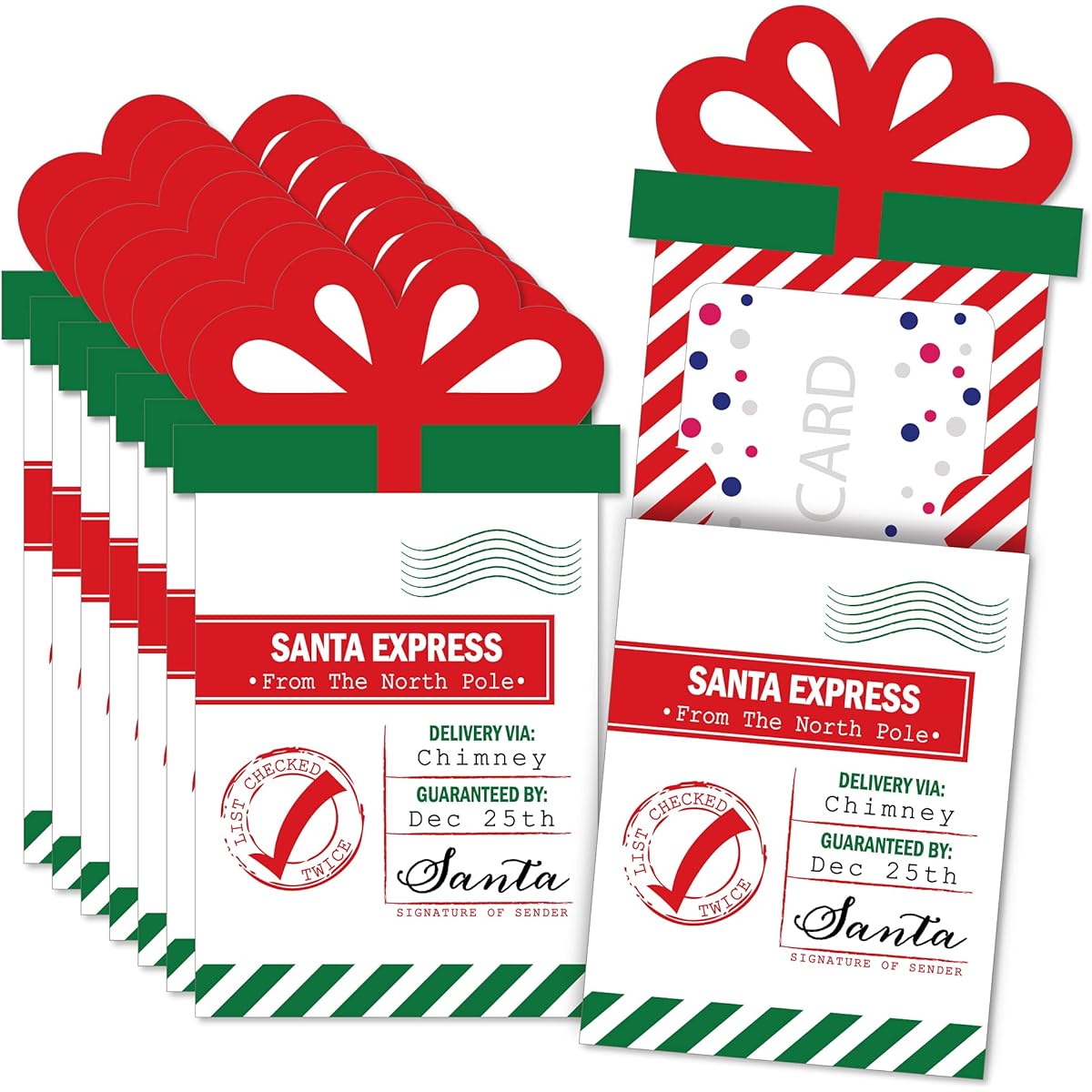 Big Dot of Happiness Santa's Special Delivery Presents: Santa Claus Christmas Money Gift Card Sleeves, Great Gift Card Holders, Set of 8