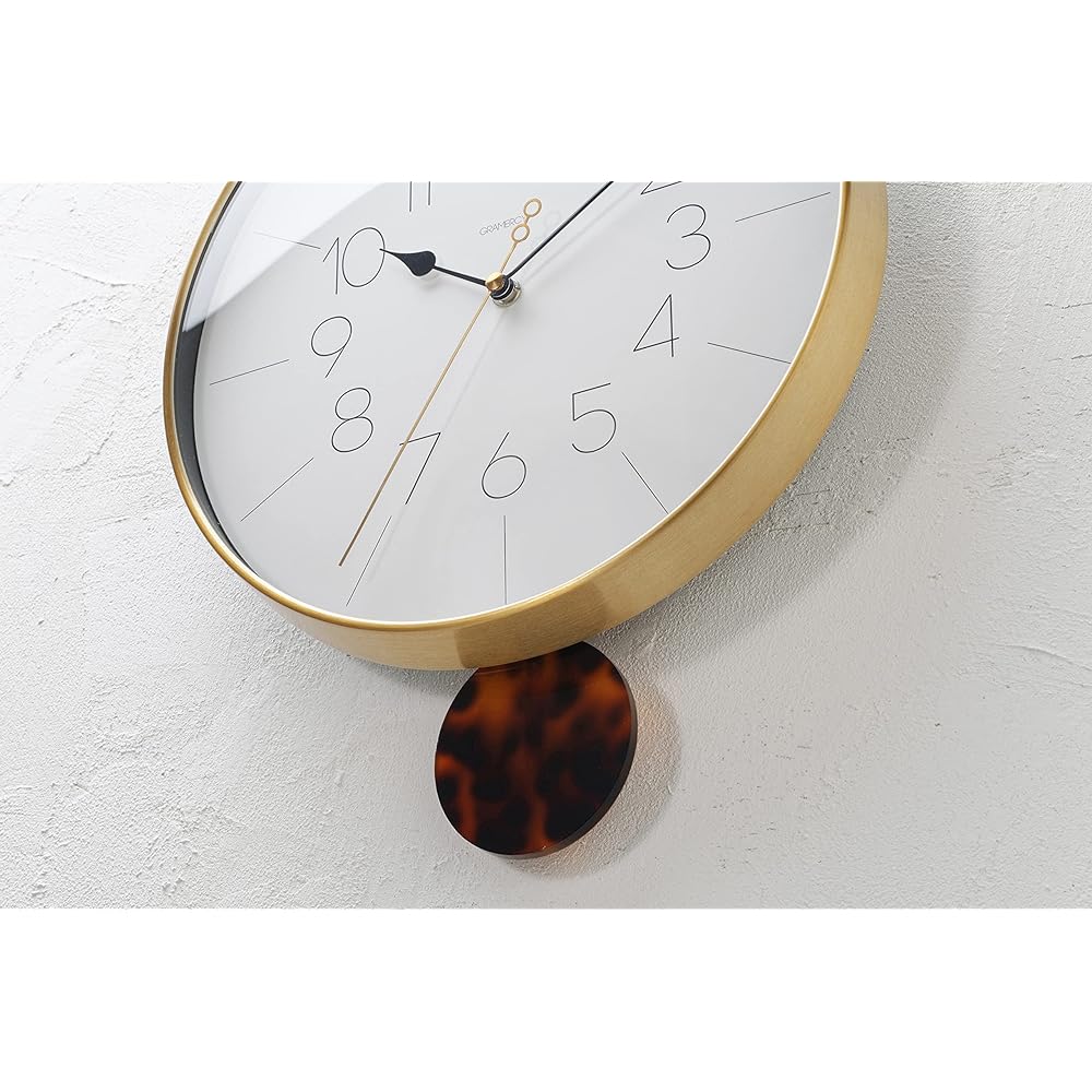 Interform Wall Clock Pendulum Clock Melois CL-4093 Gold Tortoiseshell W29 x H36 x D6.5cm