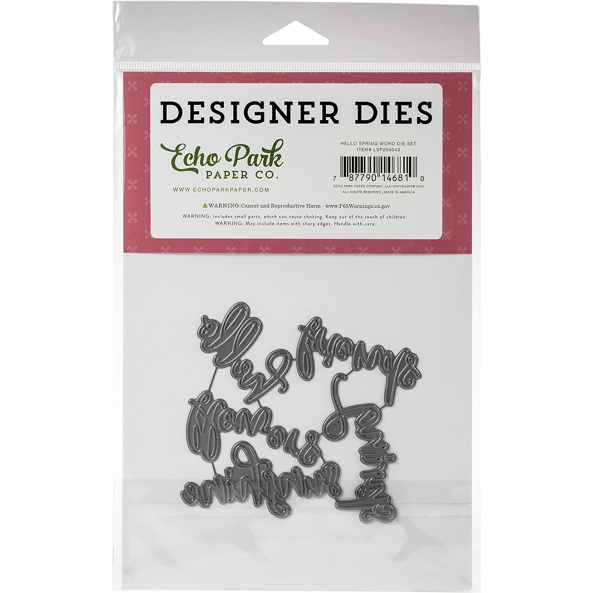 Echo Park Paper Company LSP204043 Hello Spring Letter Set Die, Pink, Teal, Yellow, Green