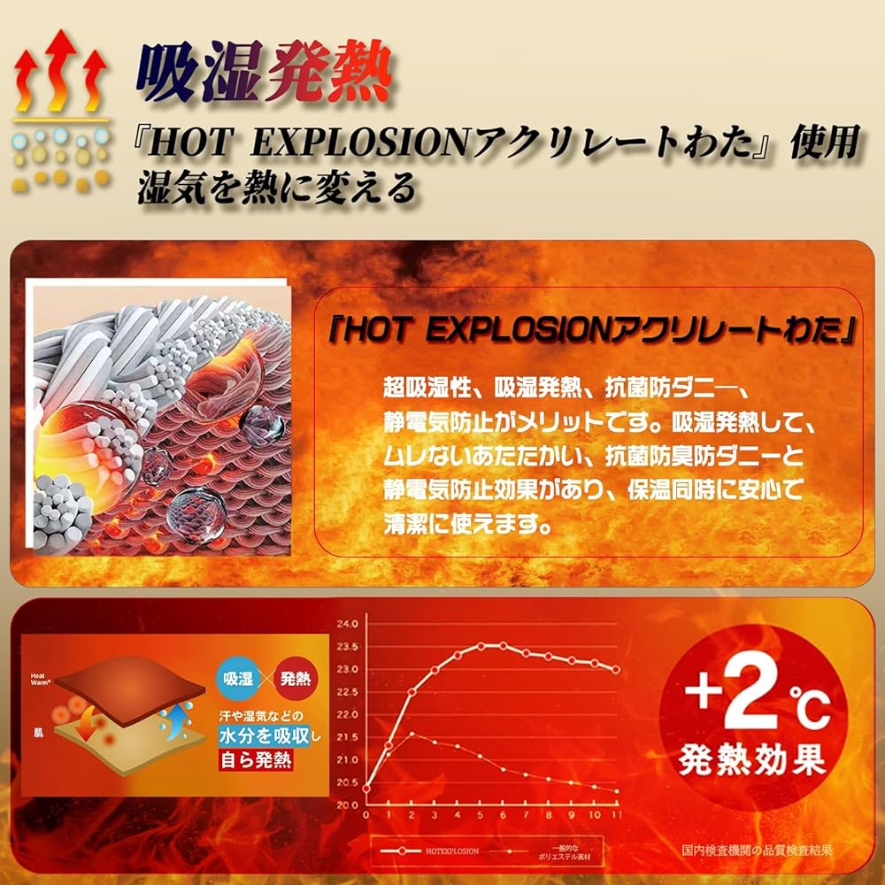 WARM Plus & 4 Layer Structure, Comforter, Double Warm, Winter, Flannel, Moisture Absorbing Acrylate + Far Infrared Cotton, Heat Generating Heat Dissipation, Lightweight and Warm, Alternative to