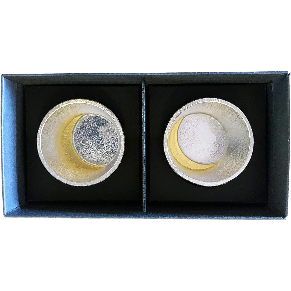 [Wrapped with Nousaku Japanese paper] Moon Sake Cup Gold Leaf Cup Set of 2