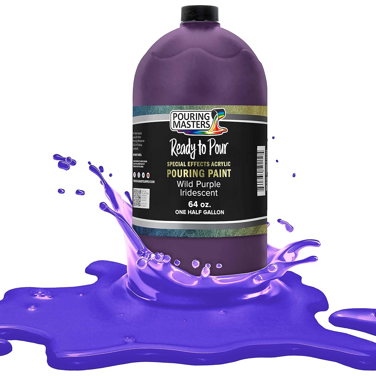 Pouring Masters Wild Purple Iridescent Special Effects Pouring Paint - Half Gallon Bottle - Acrylic, Ready to Pour, Premixed, Water-Based, for Canvas, Wood, Paper, Crafts, Tile, Rocks and More