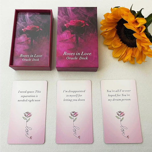 Tzxamsez Roses in Love Oracle Card Deck Oracle Cards for Beginners Oracle Deck to help you delve into your love life and move towards your highest self