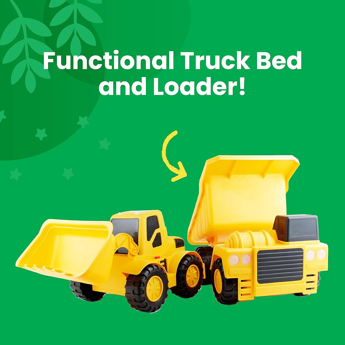 BOLEY 18" Construction Vehicles Dump Truck and Bulldozer Construction Toy with Button Operated Lights & Sounds Construction Truck Perfect for Toddler Boys