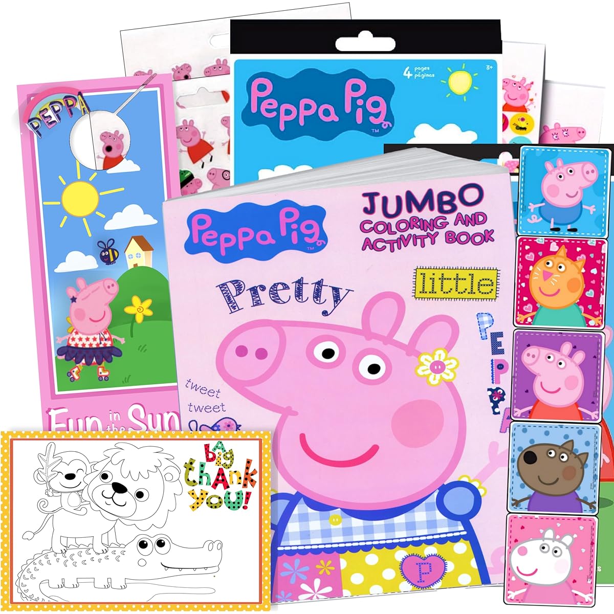 Coloring and Activity Set - This set includes a Peppa Pig coloring book, Peppa Pig stickers and a double-sided door hanger (Peppa Coloring & Stickers)