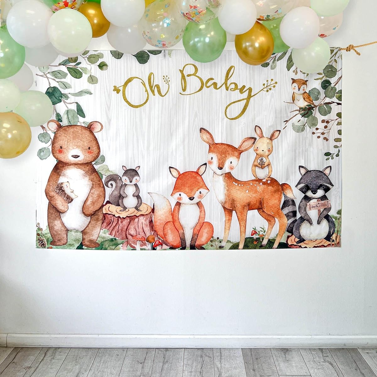 Kate Aspen Woodland Baby Shower Decorations Photo Backdrop Banner/Photoshoot Props Photo Booth Nursery Decorations
