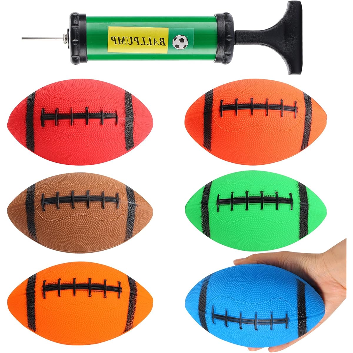 Shindel 6pcs Mini Inflatable Footballs 7.5inch Ball Toys for Kids Outdoor & Indoor Games, Great Gift for Football Lovers