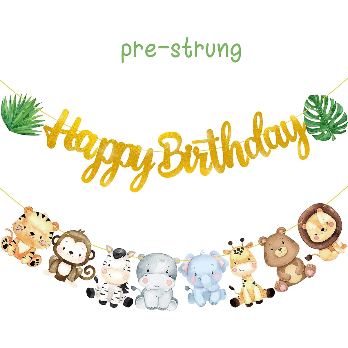 Jungle Safari Animal Happy Birthday Banner Safari Birthday Party Decoration Jungle Safari Party Baby Shower Supplies