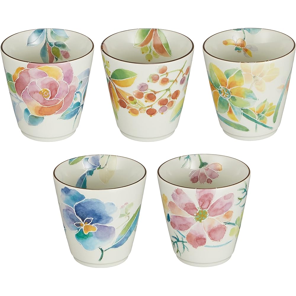 Ceramic Indigo Flower Words Sencha with teapot 5 types of flowers Size: Approximately φ9.2 H7 01544