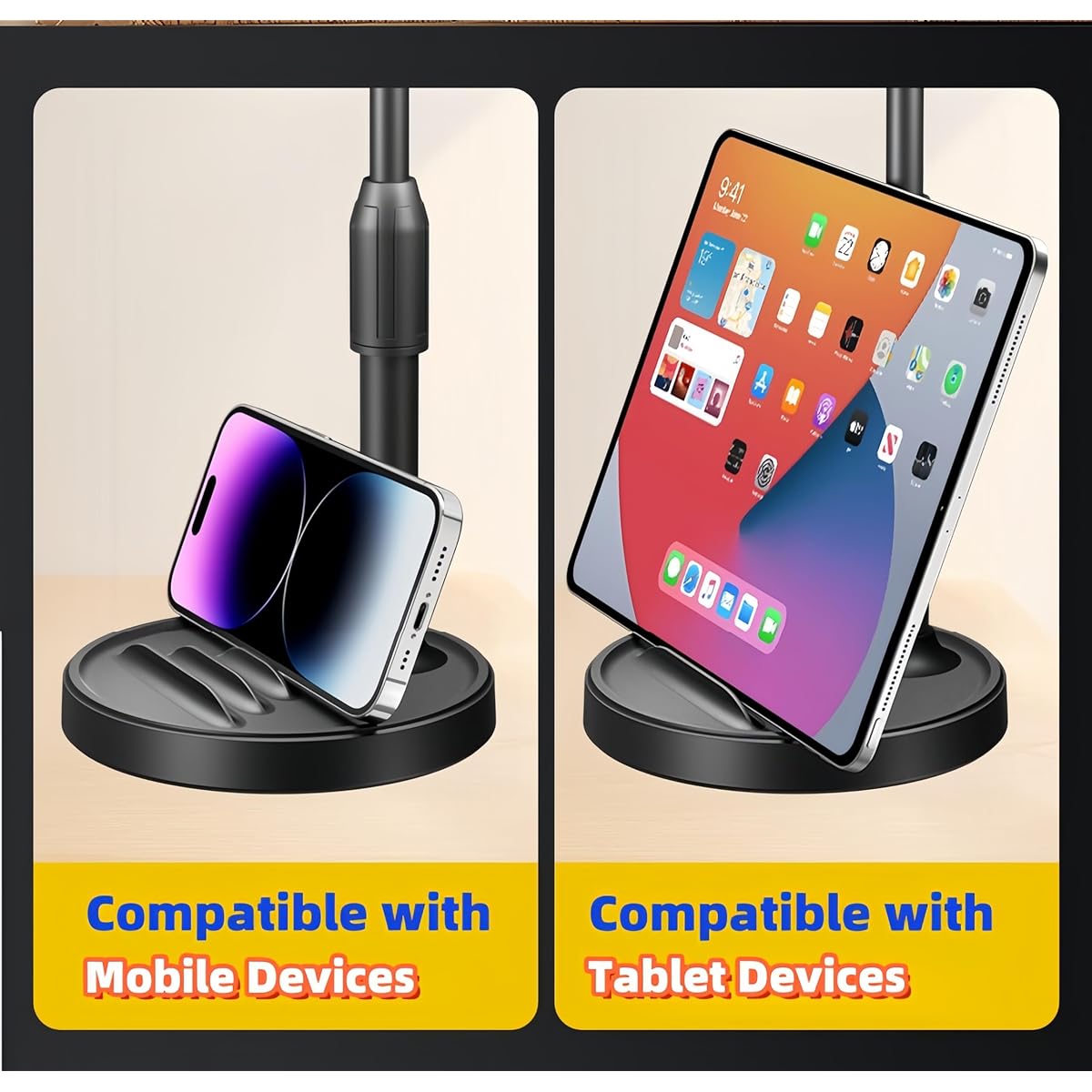 BGGCHEECA MC-S [11.4"] Upgraded 2-in-1 Desktop Microphone Stand Adjustable Mic Stand with Pop Filter Shock Mount Mic Clip 3/8" to 5/8" Metal Screw Adapter Phone Stand