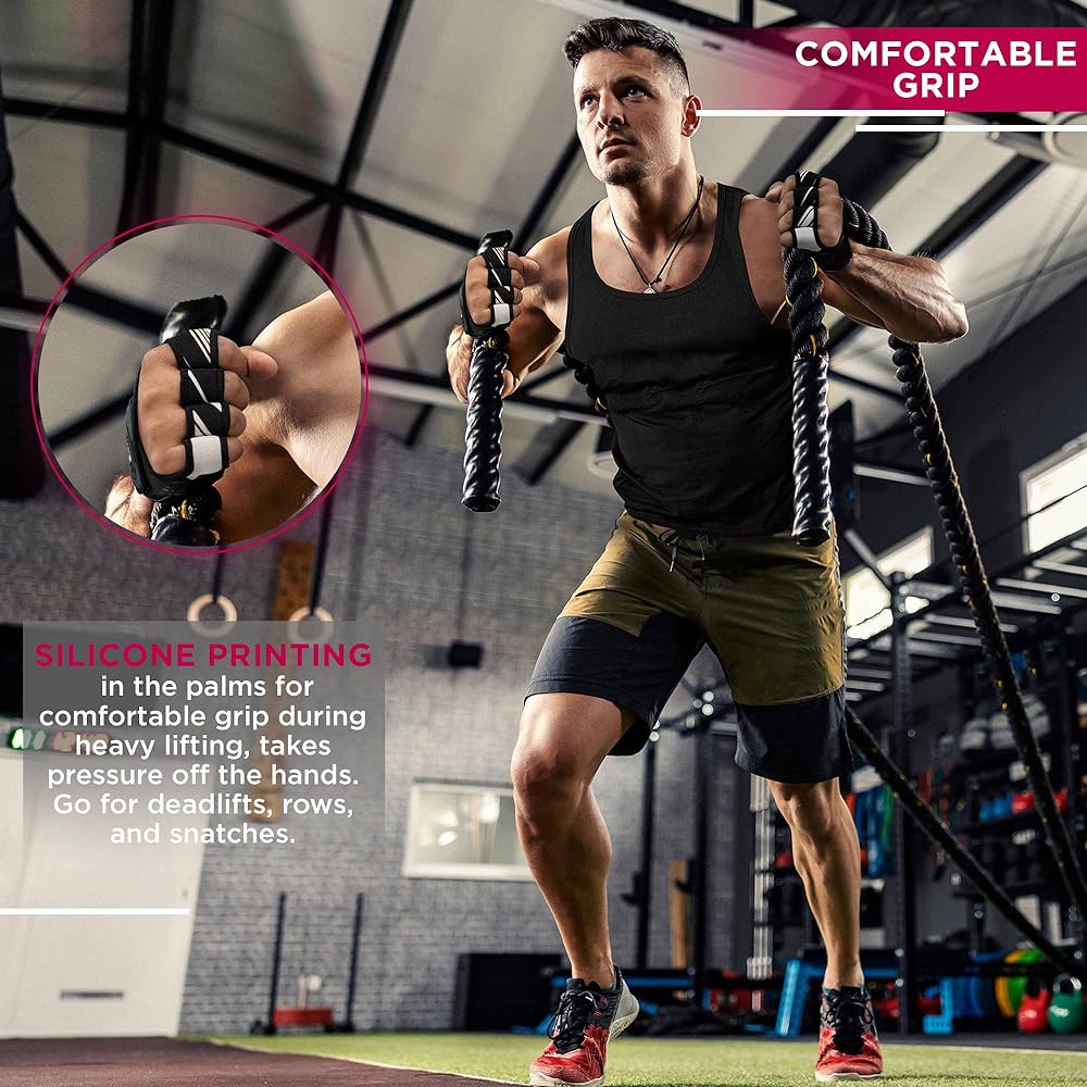 RDX Weightlifting Gloves Workout Gym Fitness Breathable Anti-Slip Open Back Gripper Deadlift Muscle Training HIIT Exercise Women Men Rowing Cycling Hanging Climbing (Pink, XS/S)