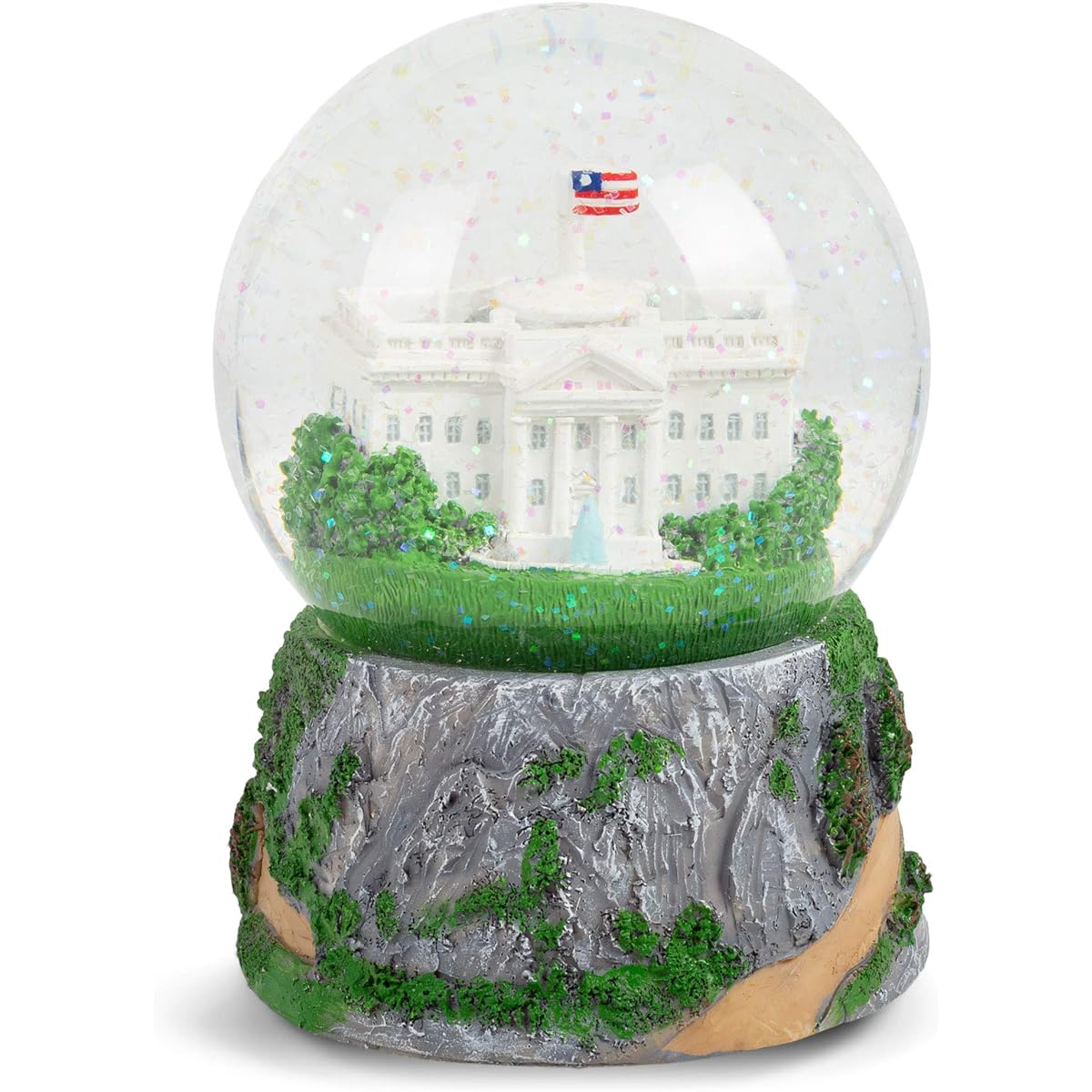 Washington DC Capitol 100mm Resin Glitter Water Globe Plays Tune Star Spangled Banner