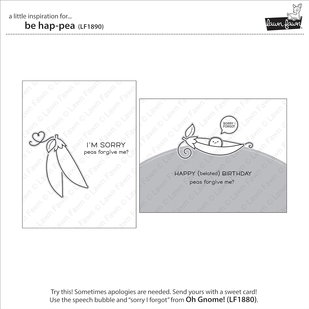 Lawn Fawn Clear Stamp 4" x 6" - Be Hap-Pea