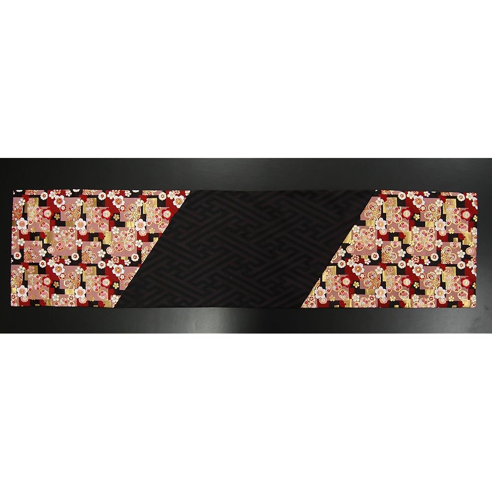 [Pre-packaged] Boxed Japanese style table center 120 x 30cm (Red cherry blossoms)