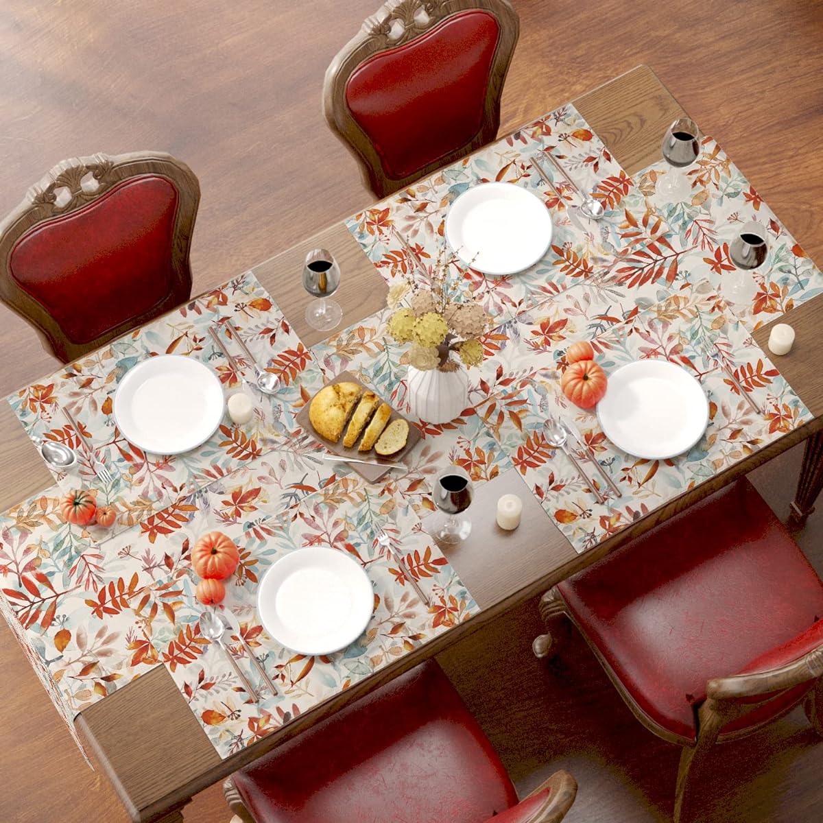 Siilues Fall Table Runners, Fall Decorations Home Fall Runners for Tables Seasonal Autumn Thanksgiving Holiday Decor Indoor Outdoor Dining Table Decorations (72" Set)