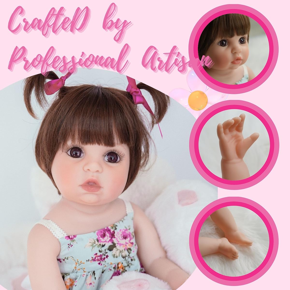 AIMESINO Reborn Baby Doll Silicone Full Body: 22.8 Inch Realistic Baby Doll Soft Silicone Vinyl Full Body | Lifelike Toddler Girl Doll | Perfect for Kids Birthday