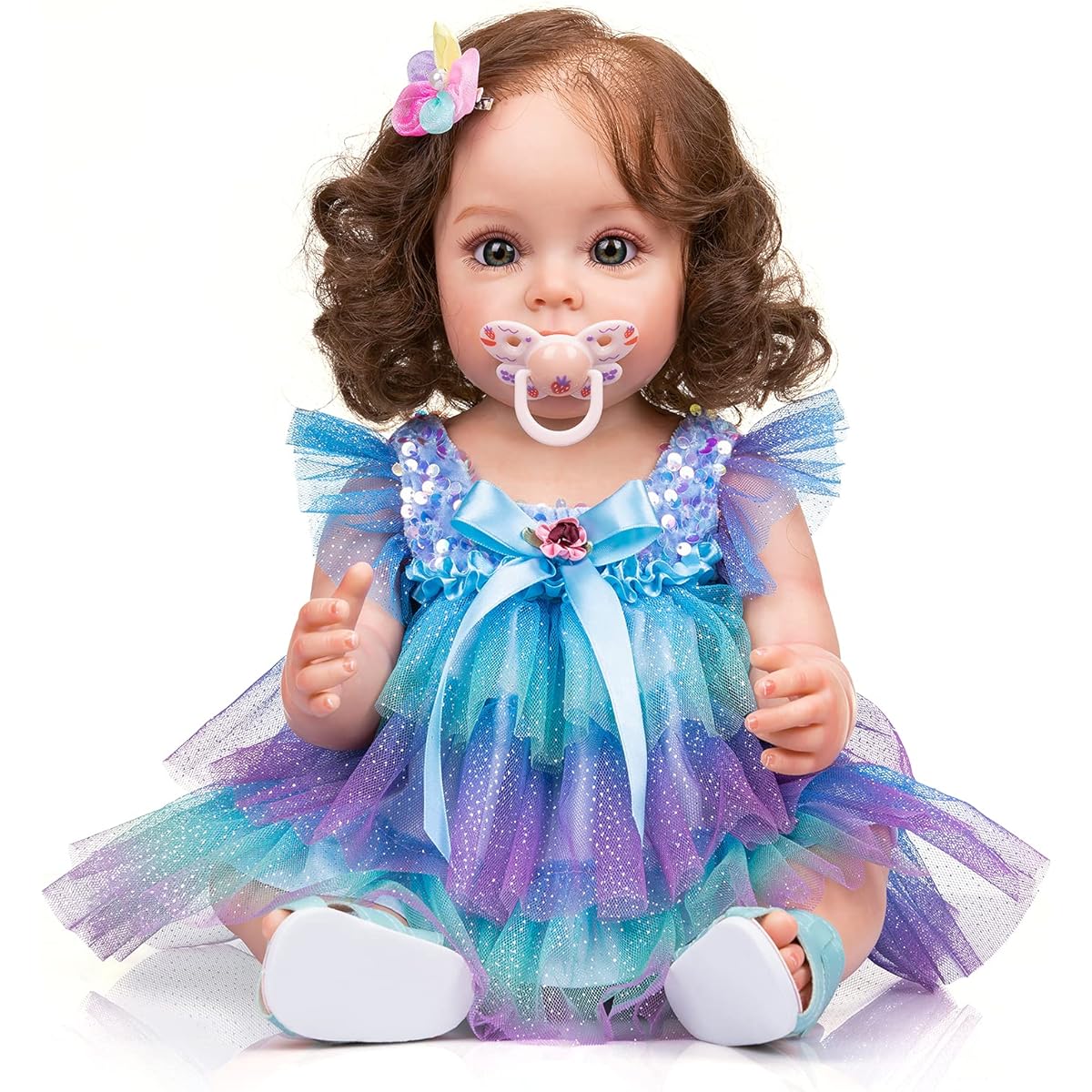 iCradle 22 Inch Reborn Baby Girls Doll Full Baby Doll Realistic Girl Silicone Doll Christmas Gift for Kids