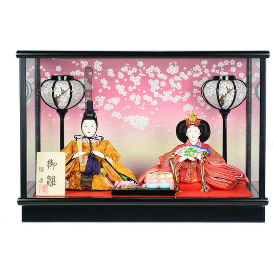 Hina Doll Case Decoration Wakakusa C Compact Prince and Princess Decoration Cased (Yellow)
