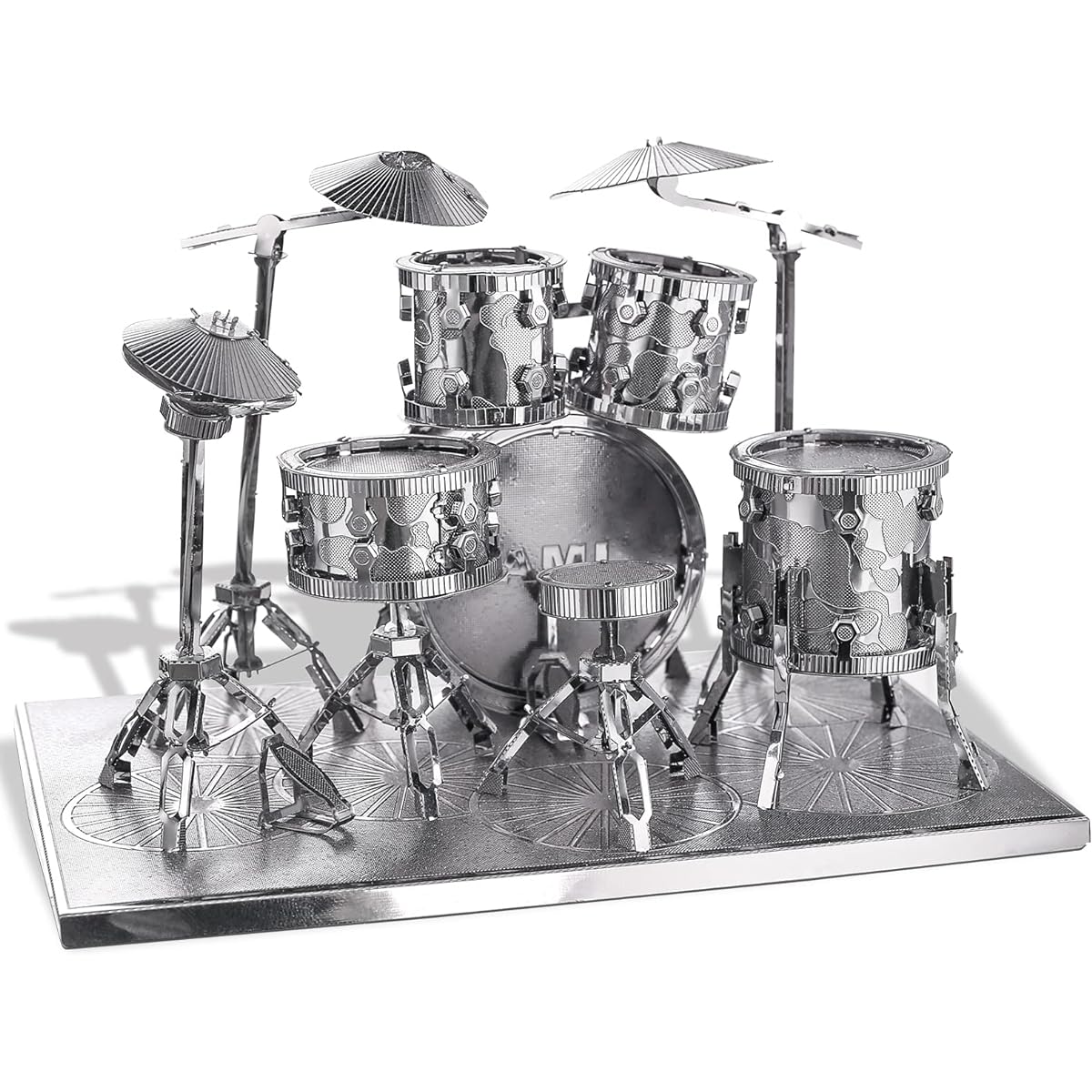 Piececool 3D Metal Model for Adults Jazz Drum Kit Musical Instrument Model Building Kit Brain Teaser Challenging 3D Puzzle DIY Building Crafts Great Gift