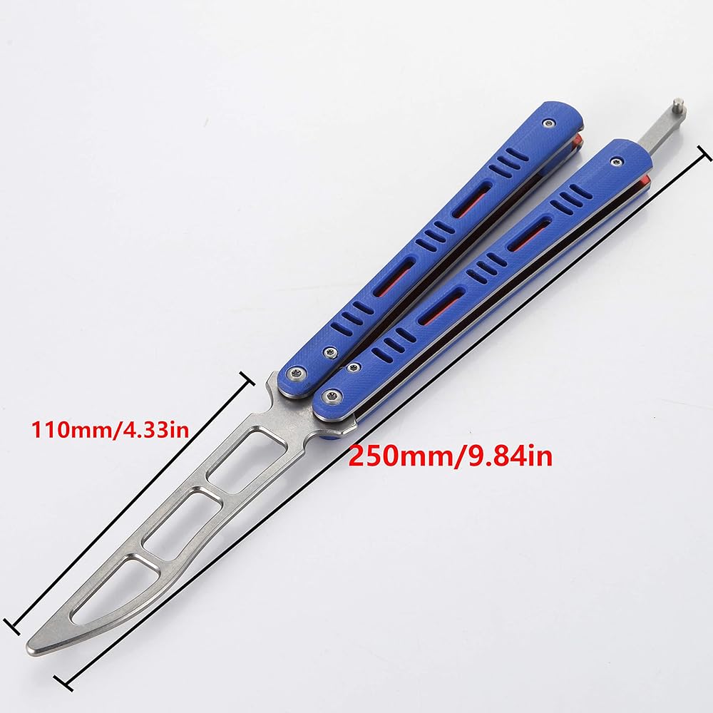 No/Brand Practice Butterfly Knife, No Blade, For Training, No Blade, Foldable Stainless Steel Blade, Blue