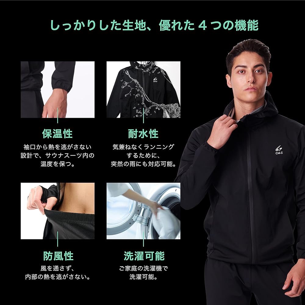 [Char Make Body] CM-S Sauna Suit Men's Women's Top and Bottom Set with Sports Bra and Video Included Washable