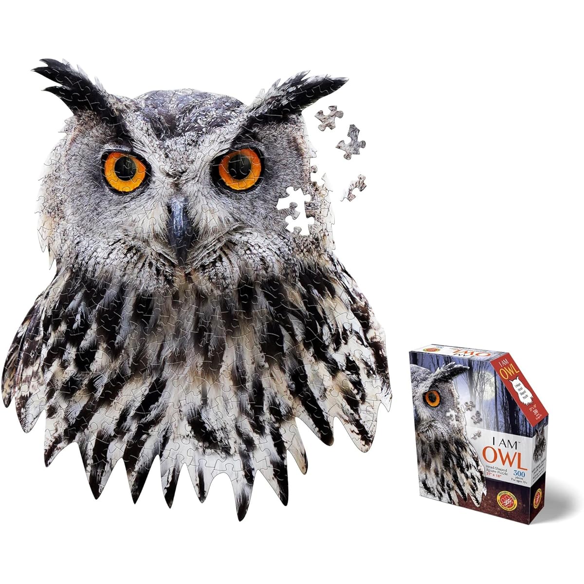 Madd CAPP Puzzles - I AM Owl - 300 Piece - Animal Shaped Jigsaw Puzzle