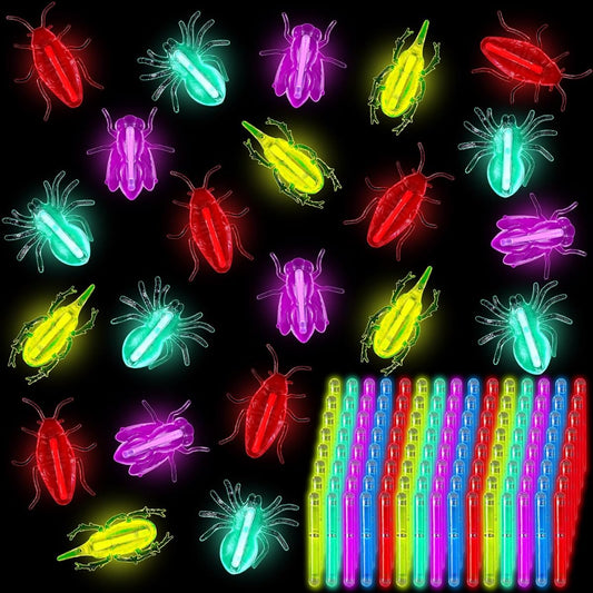 432pcs Glowing Creatures Set for Halloween Party Favors, 144 Glowing Creatures Toys, 144 Glow Sticks, 144 Decorative Strings, Halloween Goody Bag Fillers, Trick or Treating Gift Decorations