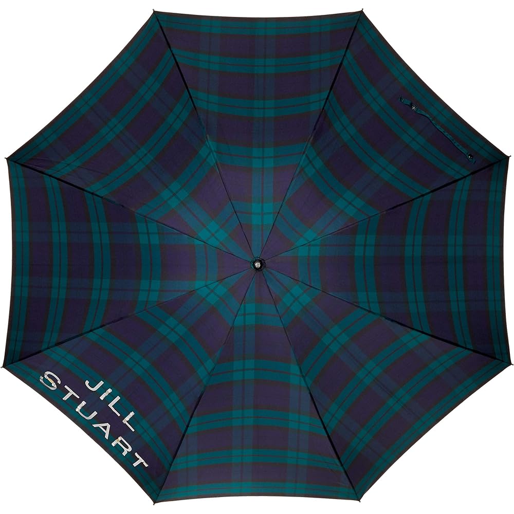 [Jill Stuart] AURORA 1JI 11035-35 Logo Bead Processed Yarn-dyed Checkered Long Umbrella Women's Navy Japan Rib 60cm (FREE Size)