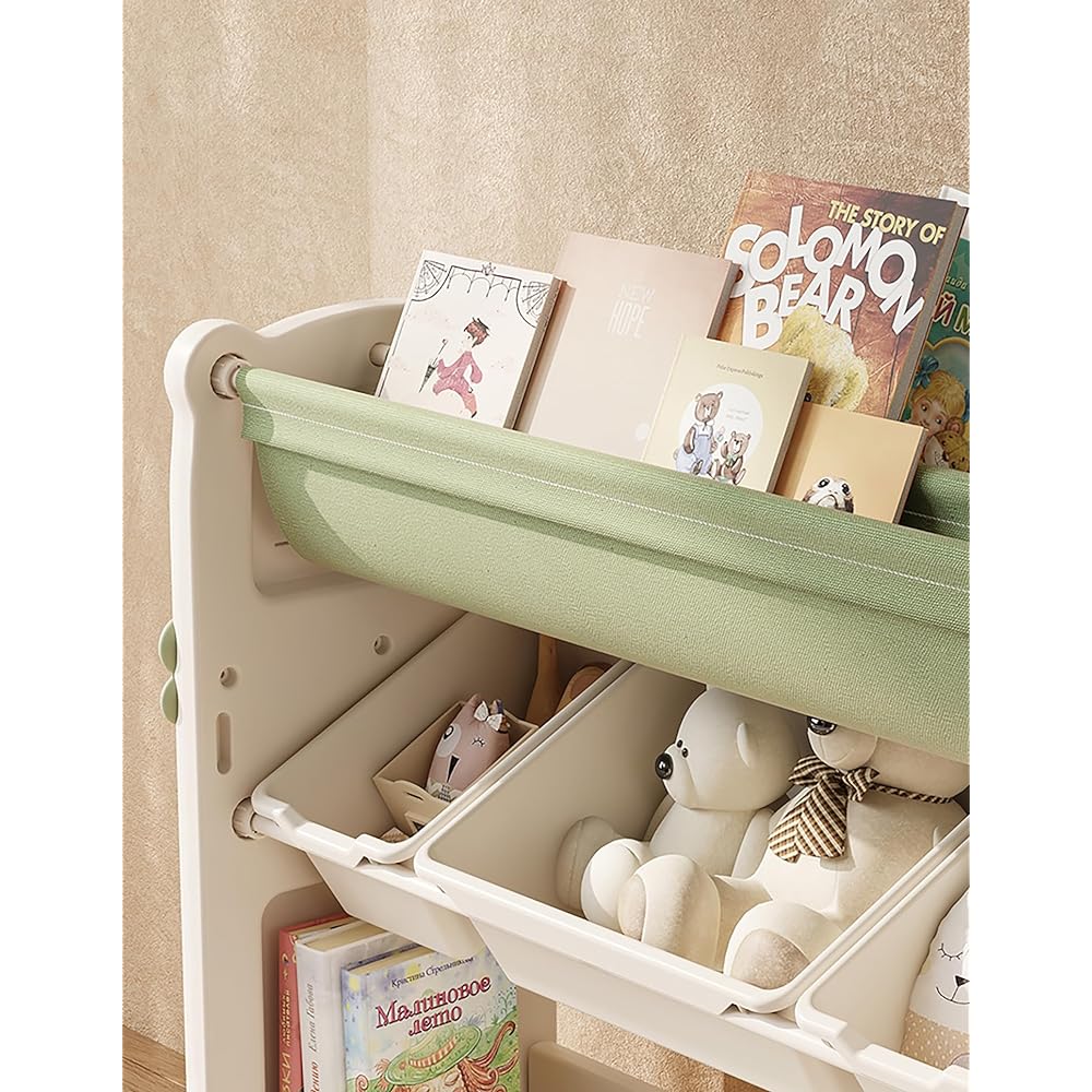 Gorocking Muffler Bear Storage Rack Children's Rack Picture Bookshelf Toy Storage Stylish Magazine Rack Toy Box Bookshelf (Green)